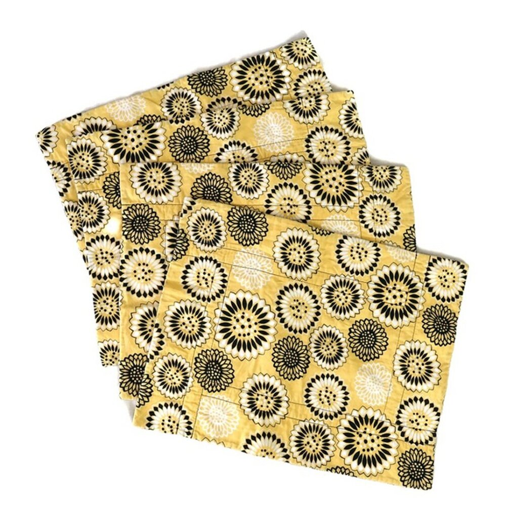 Placemats - Yellow & Black, Set of 4, Reversible